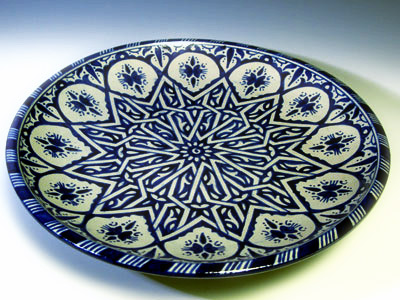 Moroccan Charger in blue and white