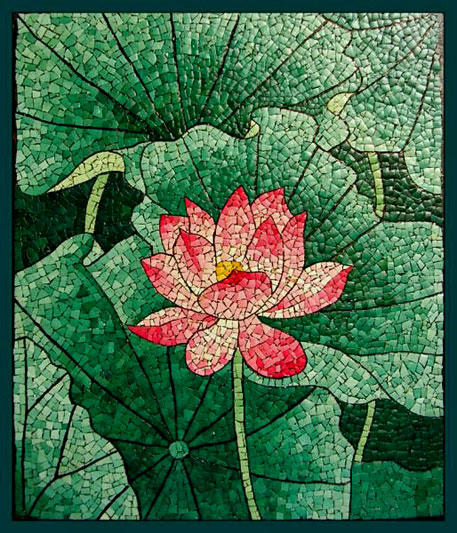 Lubets-eggshell mosaic pink lotus