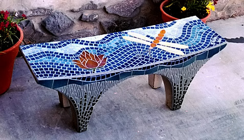 mosaic garden meditation bench