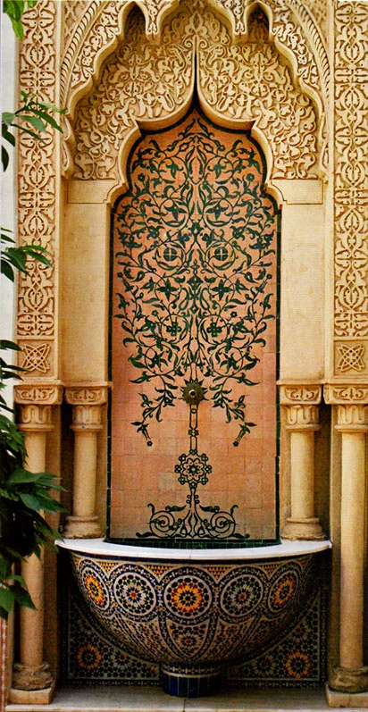 Moroccan ornate wall fountain