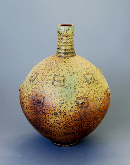 Wheel-thrown and Altered Stoneware Vase Bottle by Hsinchuen Lin