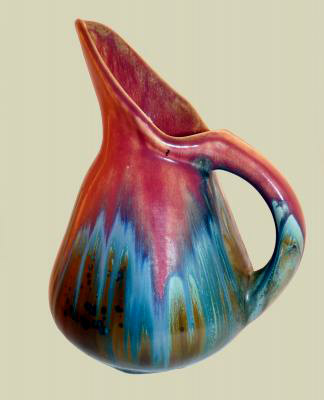 Pierrefonds red flambé glazed pitcher