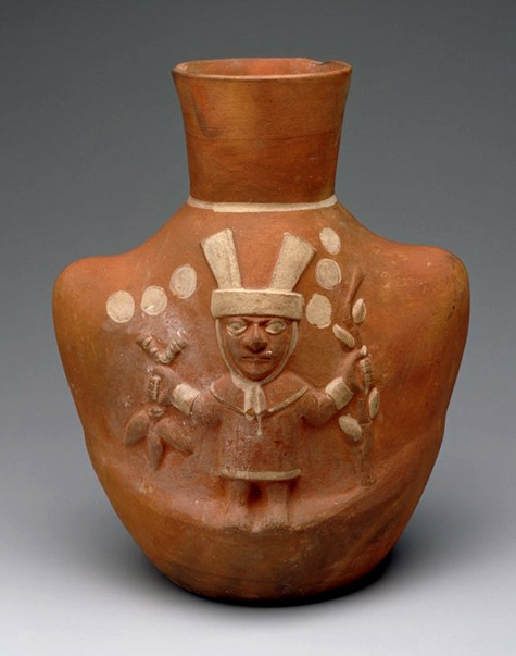 Moche Jar 4th Century - Peru - Shaman high relief