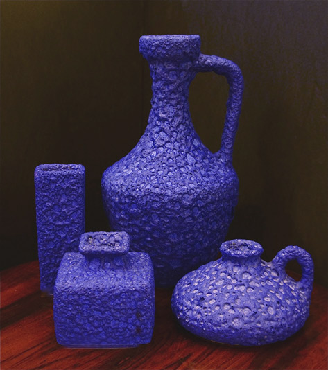 Yves Klein. Germany indigo  blue volcanic glaze vessels