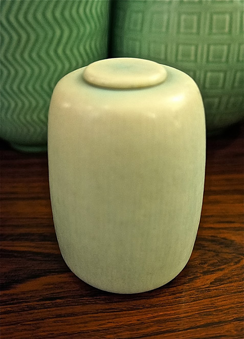 Danish Saxbo ceramic vessel avocado color