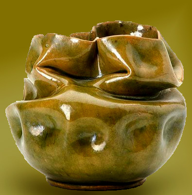 George Ohr folded ceramic vessel
