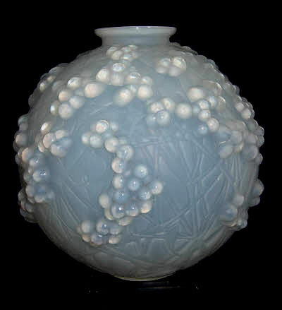 Rene Lalique pale blue spherical vase