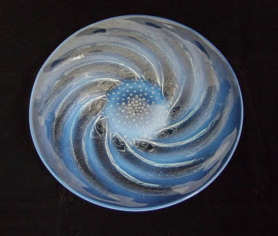 Rene Lalique French glass art design blue platter
