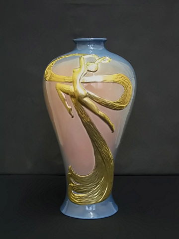 Leaping dancer art deco vase