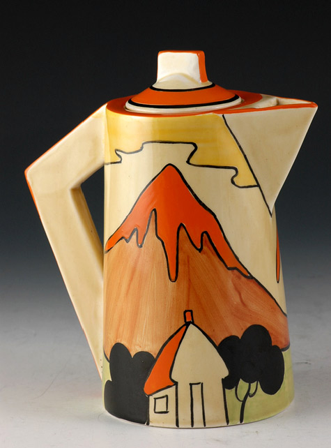 Clarice Cliff Mountain conical coffee pot