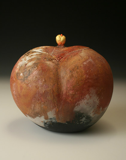 Ceramic lidded ceramic pumpkin vessel - Pat Swyler