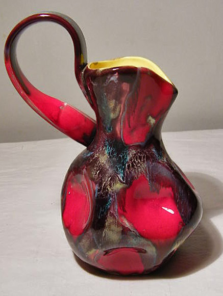 Red VALLAURIS-ceramic-jug--free-form--pitcher--design