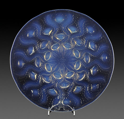 Rene Lalique blue Bulbes Plate