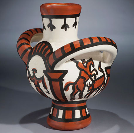 Pablo Picasso ceramic vessel with bullfight motifs