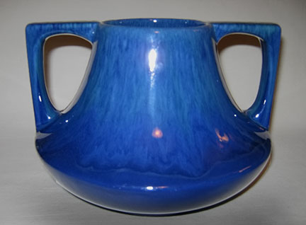 Blue art deco Haeger twin handled vase