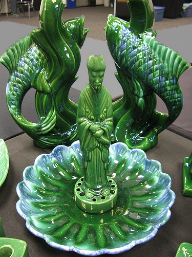green agate fish and asian man - Haeger