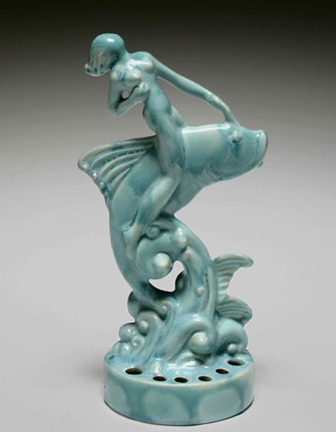 Haeger ceramic figurine - naked girl riding a fish