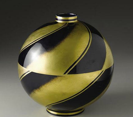 437px-383px-French-Art-Deco-Pottery-Vase.jpg French Art Deco Sperical Pottery Vase