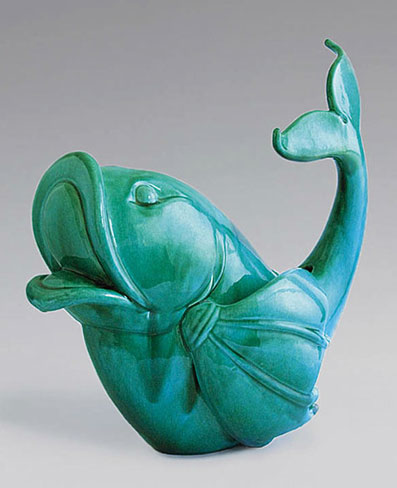 Emerald green ceramic planter - Haeger