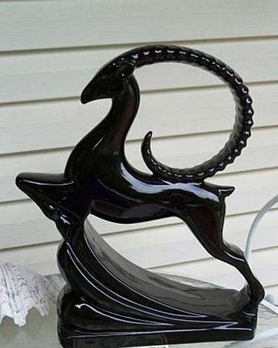 black ceramic antelope by Haeger