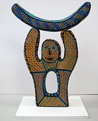 Mark-Virgil-Puautjimi,-Tiwi-Design,-2006,-Japara---the-moon-man,-earthenware,-underglaze-decoration,-