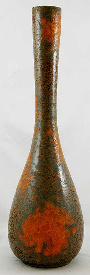 Tall haeger orange peel vase with volcanic glaze