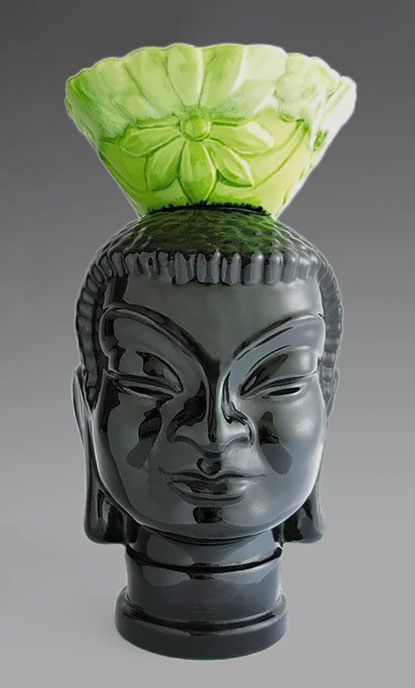 Black ceramic head - temple goddess - Haeger