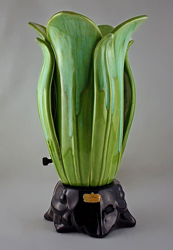 Green-petal lamp by Haeger