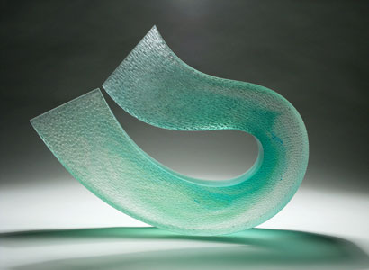 Galia Amsel Abstract green Glass Sculpture