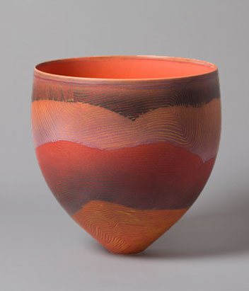 Pippin Drysdale bowl in reds and pinks