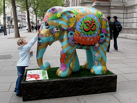 colorful elephant statue on the street