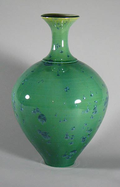 BOTTLE Leigh Merrit green with turquoise crystals