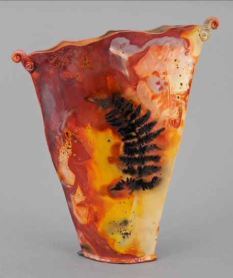 Linda Dalton Handbuilt Vase with ferns