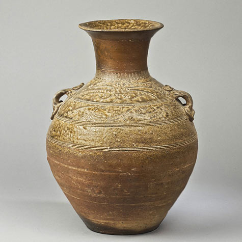 Proto Yueh pottery vase with small lug handles