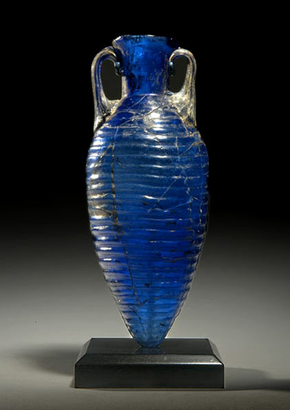 roman cobalt blue glass amphora