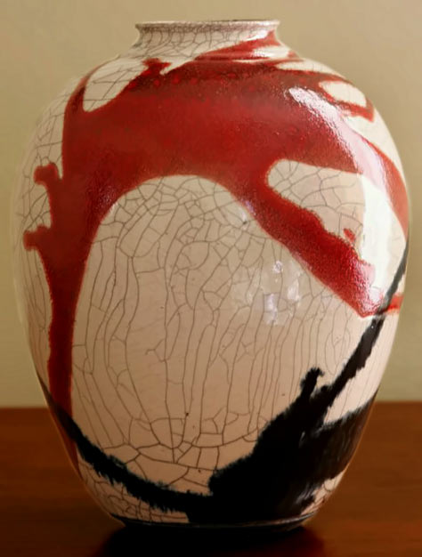 Raku Pottery Vase by Rex Redd of Aspire Fine Arts