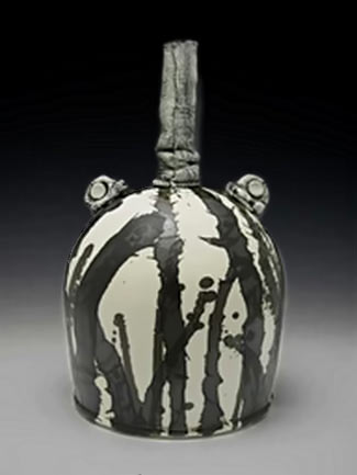 Sam Scott pottery black and white vessel
