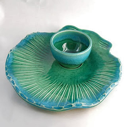 Stone Lotus Pottery green glaze cup and saucer
