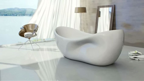 Ceramic bathtub 'Charme' by Nuvist white ceramic folded bathtub