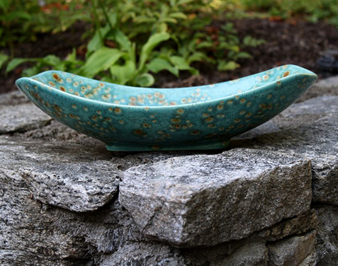 ceramic teal oblong bowl