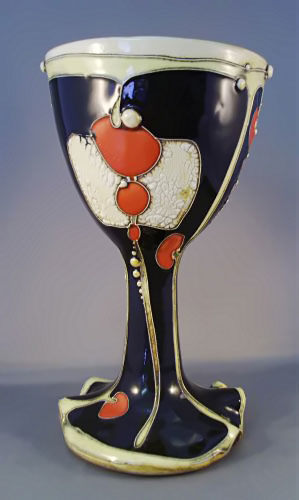 Carol-Long-ceramic-goblet in an Art Nouveau style