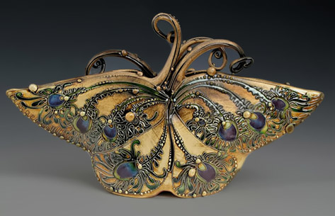 Butterfly with peacock tail decorations - Carol Long
