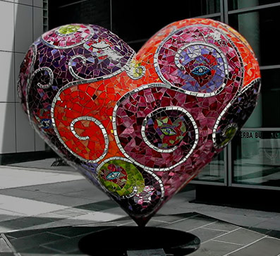 Artist laurel True - Yerba Buena Mosaic Heart, San Francisco