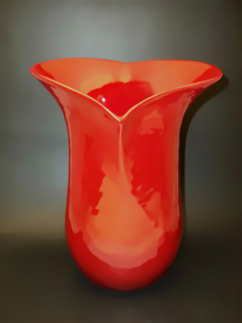 Red flared lip vase