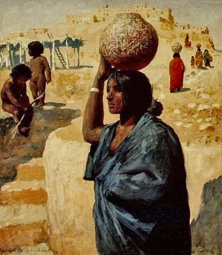 William Robinson Leigh painting of a Hopi woman carrying a pot