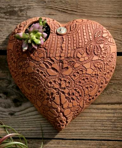 Lynne Armstrong Earthenware heart with carved surface