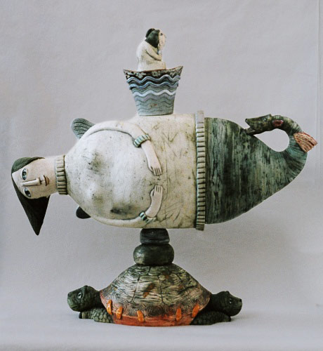'The  Creative Process' - Galina Bulganin lady reclining on a turtle