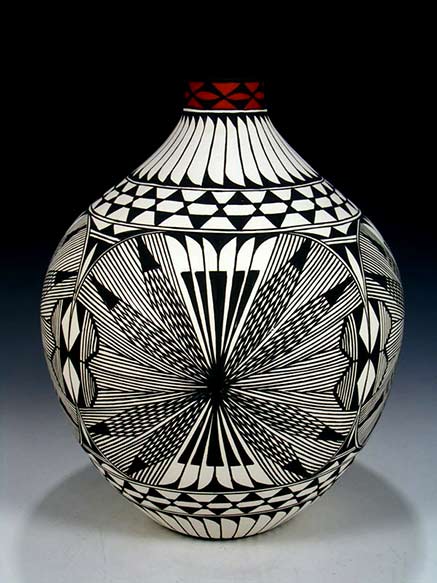 Corrine-Chino fine detail hand painted Acoma Pueblo pottery