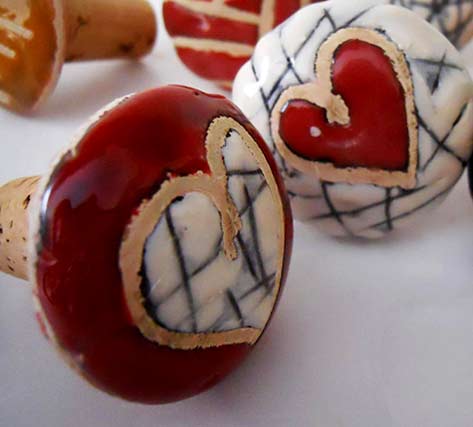 Cecelia-Ceramiche ceramic heart cork stoppers