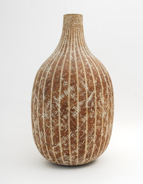 Claude-Conover Mid-Century striped vessel, tan colour